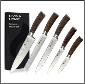 LIVINA HOME Messer-Set Kochmesser, Messerset - 3-tlg. Küchenmesser Set (5-tlg), als 3er, 5er, 6er-Set erhältlich, Geschenkbox, Black Friday Sale!
