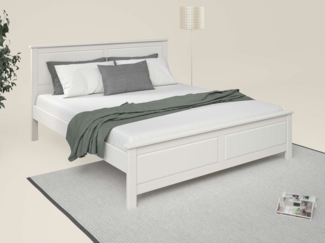 OTTO home Massivholzbett Northwood, Landhausstil, mit Lamellen und Kassetten, Made in EU (Liegefläche 180x200cm), inklusive Lattenrost, stilvolles Design, Schubkasten optional (748832)