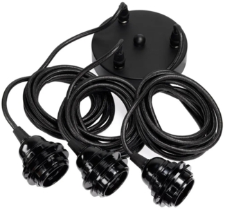 Deckenfitting Für Lampen - Schwarz - 3 Fassungen - Schwarz - 250x4x4cm