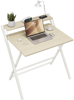 Yaheetech Schreibtisch Klappbarer Computertisch mit kleiner Ablage, Bürotisch Laptop-Tisch PC-Tisch Mehrschichtiger Arbeitstisch