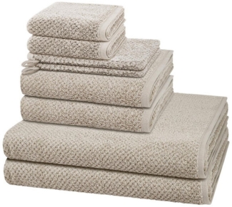 Cawö Pure 8 tlg. Frottier-Set - 2 X Handtuch (50 X 100cm), 2 X Duschtuch (80 X 150cm), 2 X Gästetuch (30 X 50cm), 2 X Waschhandschuh (16 X 22cm) - 494 g/m2 - Kreide