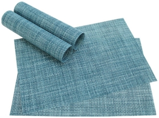 matches21 HOME & HOBBY Platzset Tischset ELEGANCE blau 4er Tischunterlage als Tischdeko, (4-St), modernes Esstisch Platzdeckchen als abwaschbarer Tischuntersetzer