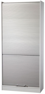 Rollladenschrank 90cm, 5OH RE Grau / Silber
