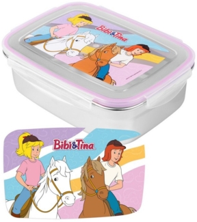United Labels® Lunchbox Bibi & Tina Edelstahl Brotdose Pferde Lunchbox Metall Butterbrotdose, Edelstahl/Kunststoff