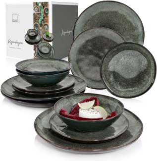 SÄNGER Steingut Geschirrset Kopenhagen, Tafelservice 12 teilig für 4 Personen