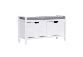 Happy Home Schuhschrank Schuhschrank mit Sitzkissen Schuhe gepolsterte weiß