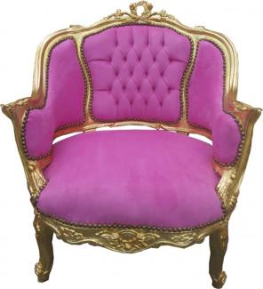 Casa Padrino Barock Salon Lounge Sessel Rosa / Gold - Cocktailsessel