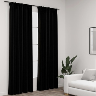 vidaXL Verdunkelungsvorhänge Haken Leinenoptik 2Stk. Schwarz 140x245cm 321158