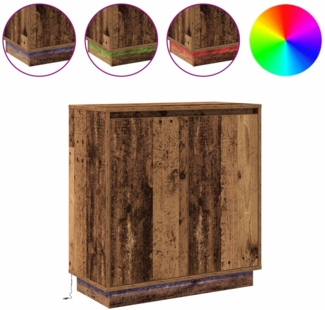 vidaXL LED-Sideboard mit Regal Altholz 71 x 34,5 x 75 cm Holzwerkstoff 869648