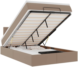 vidaXL Ottoman-Bett mit Matratzen & LEDs Cappuccino-Braun 120x190cm 3312146