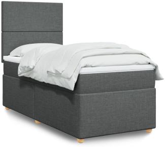 vidaXL Boxspringbett mit Matratze Dunkelgrau 100x200 cm Stoff 3293485