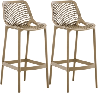 CLP 2er Set Barhocker Air Kunststoff mit Lehne wetterfest UV-beständig bis 160 kg,schlamm