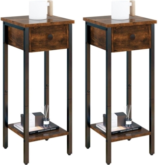 Nachttisch Set Vintage Schmal Beistelltisch Braun 25x25x71 cm IBUYKE