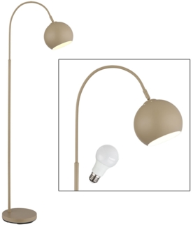 LED Bogenstehlampe, Metall, sandfarben, H 150cm