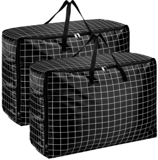 Coonoor Aufbewahrungstasche 2 Stück 105 L Groß Aufbewahrungstasche, extra große Umzugstasche (2-tlg), mit Reißverschlüssen für Kleidung, Bettwäsche, Bettdecken