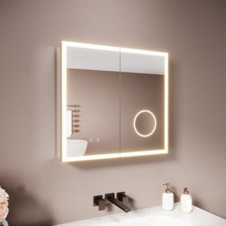 SONNI Spiegelschrank Spiegelschrank Badezimmerschrank mit Beleuchtung mit 3-farbiger dimmbarer Beleuchtung