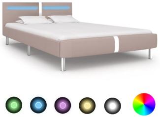 vidaXL Bettgestell mit LED Cappuccino-Braun Kunstleder 120x200 cm, Mit Beleuchtung [280862]