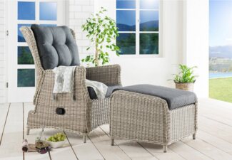 Destiny Gartenlounge-Set CASA RELAX CASA, (4-tlg, 1x Sessel, 1x Fußhocker, inkl. Auflagen), Aluminium, Polyrattan