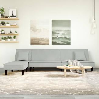 Schlafsofa in L-Form Hellgrau 255 x 140 x 70 cm Samt