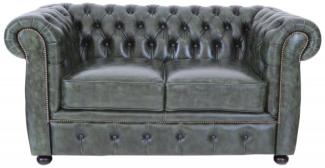 Zweisitzer-Sofa Chesterfield Liverpool aus echtem Rindsleder Green