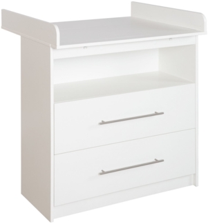 roba® Wickelkommode Maren - praktische schmale Wickelkommode aus Holz - Metallgriffe, abnehmbarer Wickelansatz - Kommode - Wickeltisch - Made in Europe