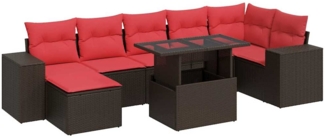 vidaXL 8-tlg. Garten-Sofagarnitur mit Kissen Braun Poly Rattan Akazie 3326845