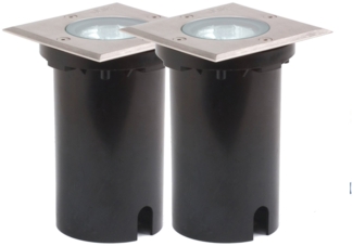 2er SET Außen Bodeneinbaustrahler 11 x 11cm IP65, Edelstahl, bis 1500 kg