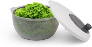 Salatschleuder ( 4 Liter, Ø25cm ) BPA-frei, 3in1 - Schleuder, Sieb und Salatschüssel, 3D Kurbel - Schleudern ohne Kraftaufwand, Salattrockner