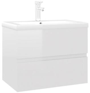 vidaXL Waschbeckenunterschrank Einbaubecken Hochglanz-Weiß Spanplatte [3071636]