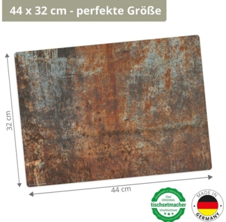Tischsetmacher Platzset Tischset, Platzset abwaschbar - Stahlplatte Industrial Optik, (aus erstklassigem Vinyl, 4-St, 44x32 cm / grau-braun), Made in Germany