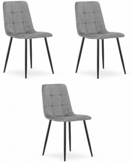 Valora PYRA Stuhl, hellgrauer Samt, modernes Design, 3 Stück