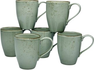 CreaTable Becher Kaffeebecher NATURE COLLECTION, Steinzeug, Tassen Set, 6-teilig