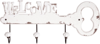 HAKU Möbel Garderobenleiste weiß gewischt, Keramik, MDF, Metall - Maße: B 50 cm x H 22 cm x T 7 cm, Style: Modern