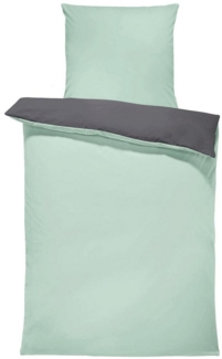 One Home Bettwäsche Doubleface, Mikrofaser, 4 teilig, Uni Wende mit Reißverschluss, Normalgröße