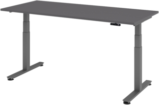 bümö elektrisch höhenverstellbarer Schreibtisch 180x80 cm in graphit, Gestell graphit - Schreibtisch höhenverstellbar elektrisch mit Memory-Steuerung, elektrischer Schreibtisch, Gaming Tisch, XDSM-19-G-G