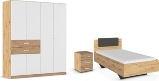 rauch Schlafzimmer-Set Komplettzimmer Komplettschlafzimmer Schlafzimmer-Set (3-St) MAIKA, (Set, 3-tlg), Schrank 3 Breiten, 2 Höhen, Bett 100 cm, Nachttisch MADE IN GERMANY