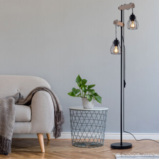 Stehleuchte, höhenverstellbar, Drahtschirme schwarz, H 150 cm