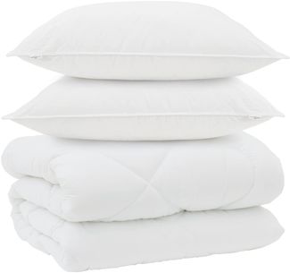 vidaXL Winterbettdecke mit Kissen 3 pcs Weiß Mikrofaser 3377811