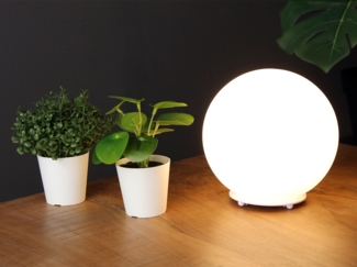Kleine Tischleuchte Kugel CITY - Glaskugel Opal Weiß Ø 20cm