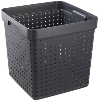 Plast Team Aufbewahrungsbox SEOUL, B 29,6 x H 29,6 cm, Schwarz, Kunststoff, Stapelbar, mit Diamantlochung