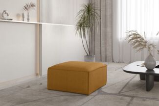 Polsterhocker Designerhocker CELES PREMIUM 65x65 cm in Stoff Scala Senfgelb