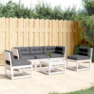 vidaXL 5-tlg. Garten-Sofagarnitur mit Kissen Weiß Massivholz Kiefer 3216976