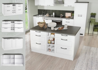 KOCHSTATION Kücheninsel KS-Lani, Breite 153 cm, mit Flaschenregal, MDF-Fronten, Arbeitsplatte 38mm stark