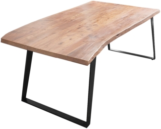 Esstisch Baumkante massiv Akazie natur 140x80 schwarz Havanna 525107