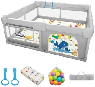 SEHAUSEU Laufgitter Laufstall Baby Krabbelgitter mit Spielmatte 1,5m×1,8 m/1,2m×1,2m, mit Ozeanbälle, Tragetasche, Stehender Zugring