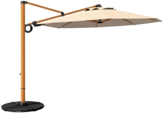 Aluminium Sonnenschirm 300cm mit Kurbel, Ampelschirm rund, UV-Schutz