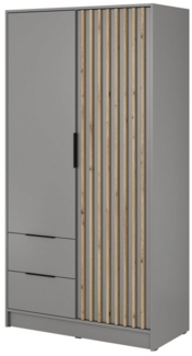 Compleo Kleiderschrank LISA Drehtürenschrank mit Lamellen, 2-türige Schrank, 100 cm