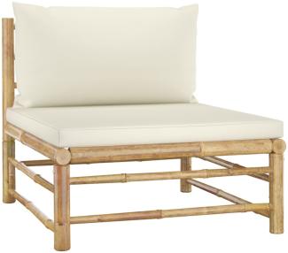 vidaXL Garten-Mittelsofa mit Kissen Cremeweiß Bambus 313146