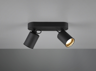 LED Deckenstrahler 2-flammig Metallschirm Schwarz, Breite 24cm