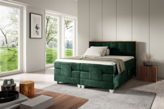 Boxspringbett Elektrisch Bett HENRY 180x200cm in Stoff Fresh Flaschengrün